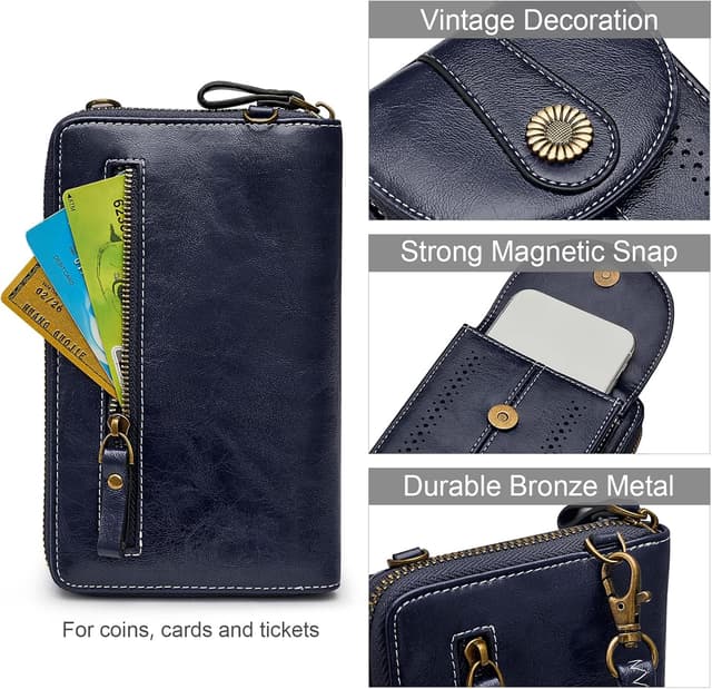 Detalle de S-ZONE RFID Blocking 6.7 Inch Phone Purse – small crossbody wallet bag with card slots