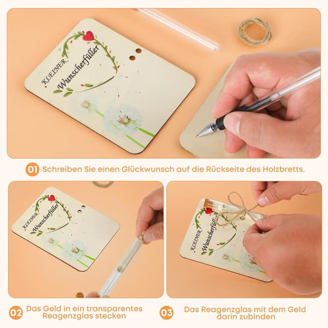 Detalle de Wunscherfüller Geldgeschenk aus Holz 12 x 9,5 cm