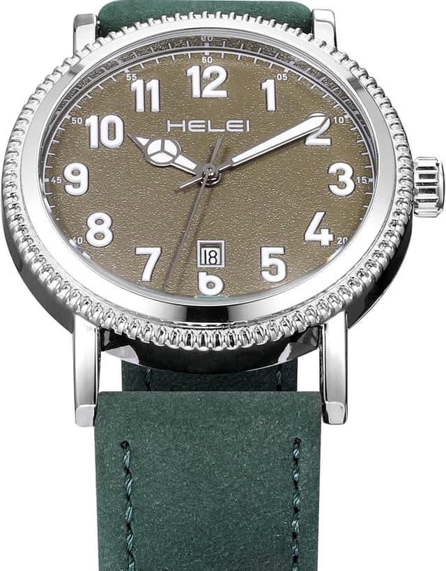 Thumbnail 6 de JIZZU Herrenuhr mit Echtem Lederarmband, 42 mm Zifferblatt und Datumsanzeige