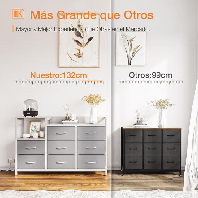 Detalle 1 de Cassettiera ODK con 2 porte USB 132 cm