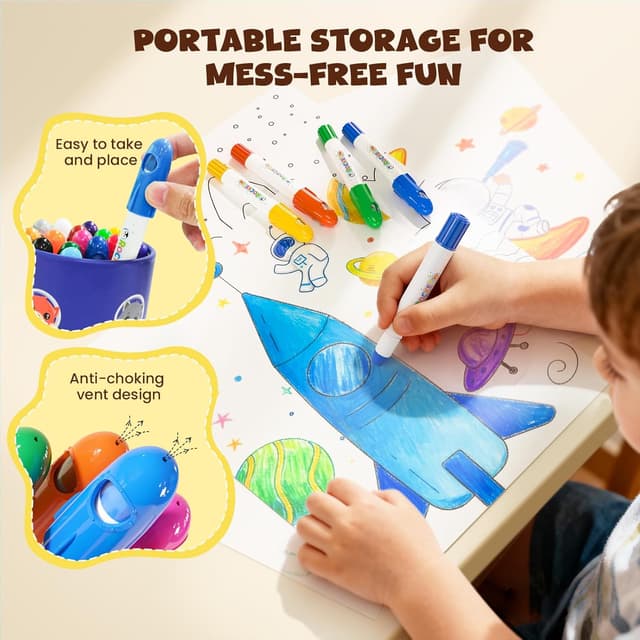 Thumbnail 5 de JUPITEARTH Wachsmalstifte mit 18 Farben, Raketen-Design & 120 PDF-Malvorlagen