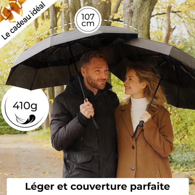 Detalle de TUMELLA parapluie de voyage compact résistant au vent, ouverture/fermeture automatique