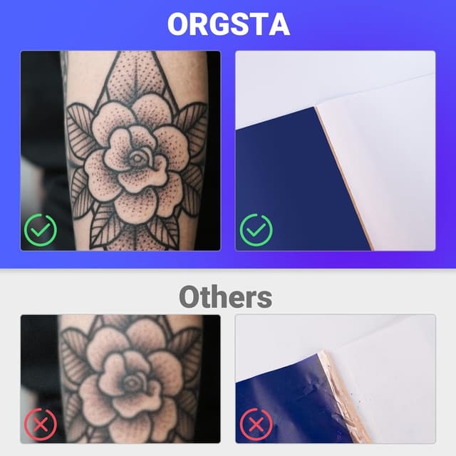 Detalle de ORGSTA 100 Sheets Tattoo Stencil Paper (A4) for S008 printer and manual transfer