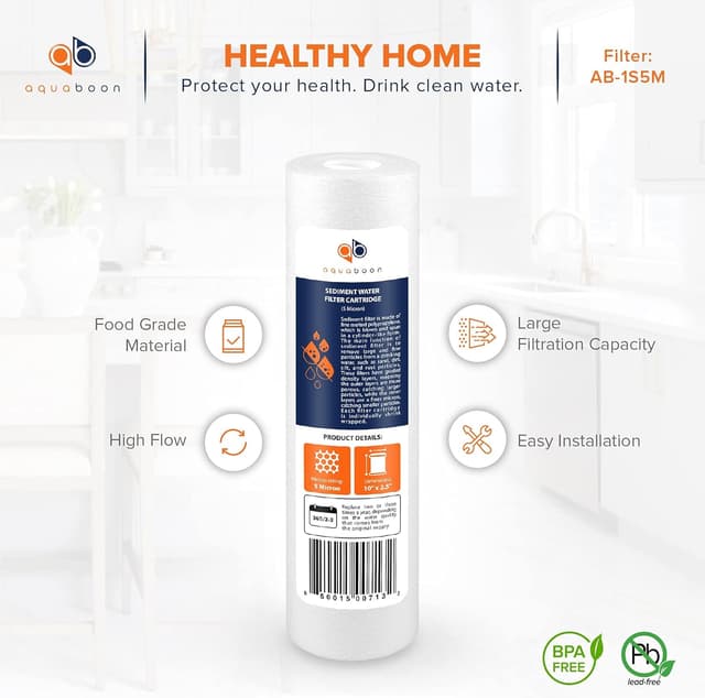 Thumbnail 3 de Aquaboon 5 Micron 10x2.5 Sediment Filter 25-Pack