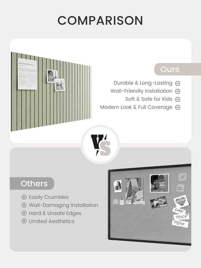 Thumbnail 6 de Bumusty Large felt bulletin board tile set (36 x 24") with pushpins and adhesive tabs