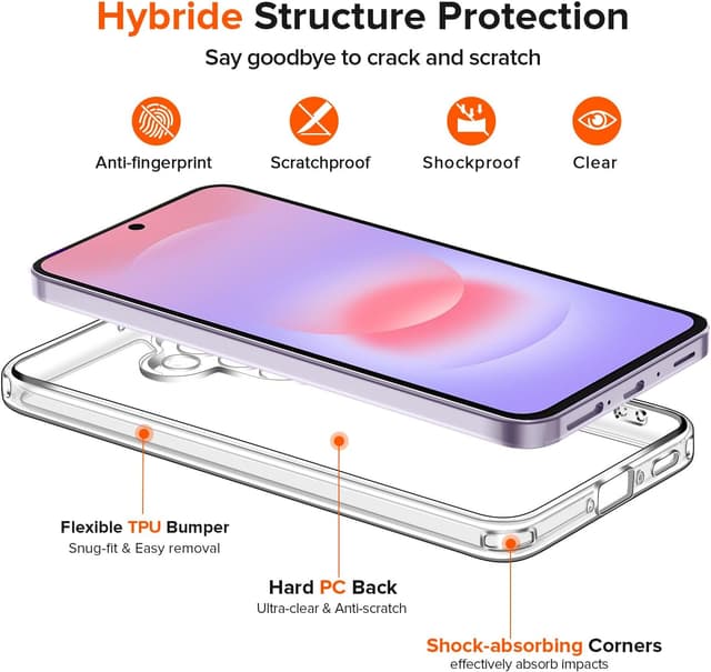 Detalle de Coque ivoler anti-jaunissement HD Clair pour Samsung Galaxy A37 5G (2 pièces verre trempé) – protection antichoc mince