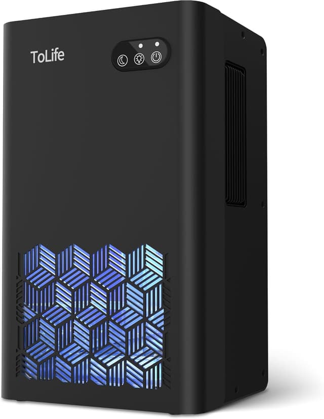 Detalle de ToLife Home Dehumidifier (1000 sq.ft) with 95 oz Tank, Auto Shut Off & 7-Color LED, Black