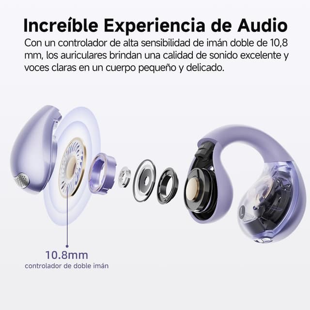 Detalle de QCY Crossky C30 cuffie open-ear wireless Bluetooth 5.4 con chiamate ENC e doppia connessione
