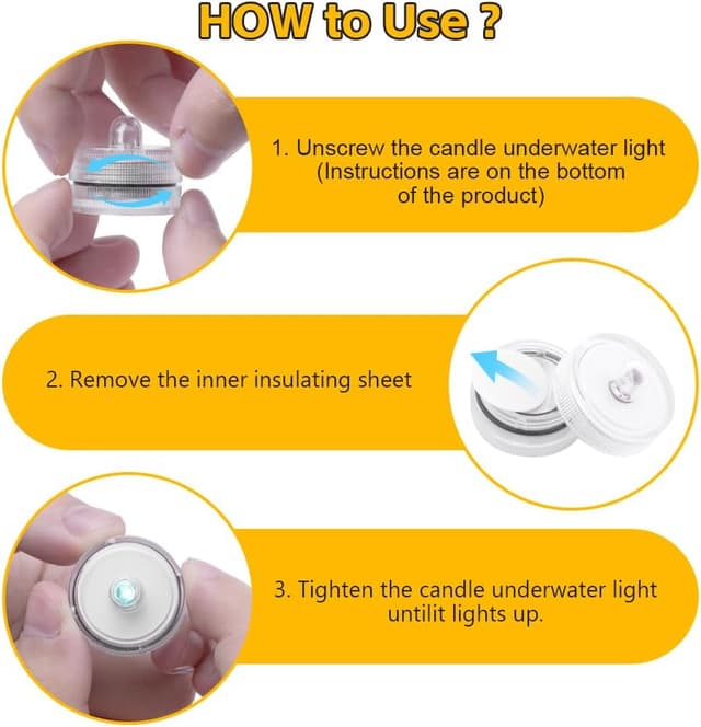 Thumbnail 2 de AMFUN Luce LED sommergibile 12 pezzi bianco caldo