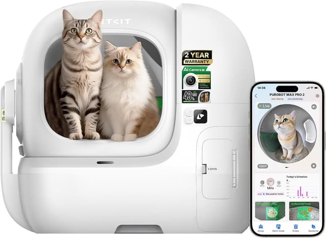 Detalle de PETKIT PUROBOT MAX PRO 2 8L self‑cleaning litter box
