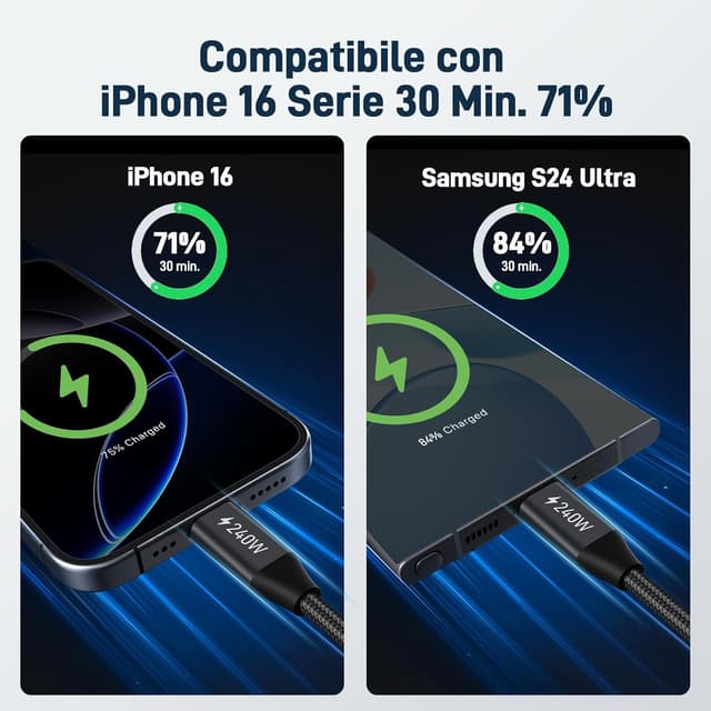 Thumbnail 2 de Acer Cavo USB-C 240W 3 m per ricarica rapida