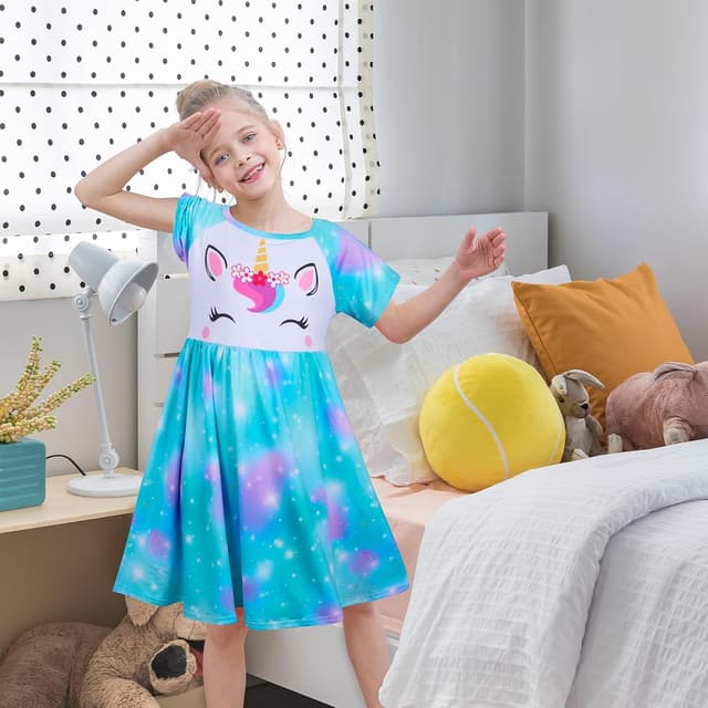 Thumbnail 1 de ICOSY Girls Nightgown Unicorn Dress 3T