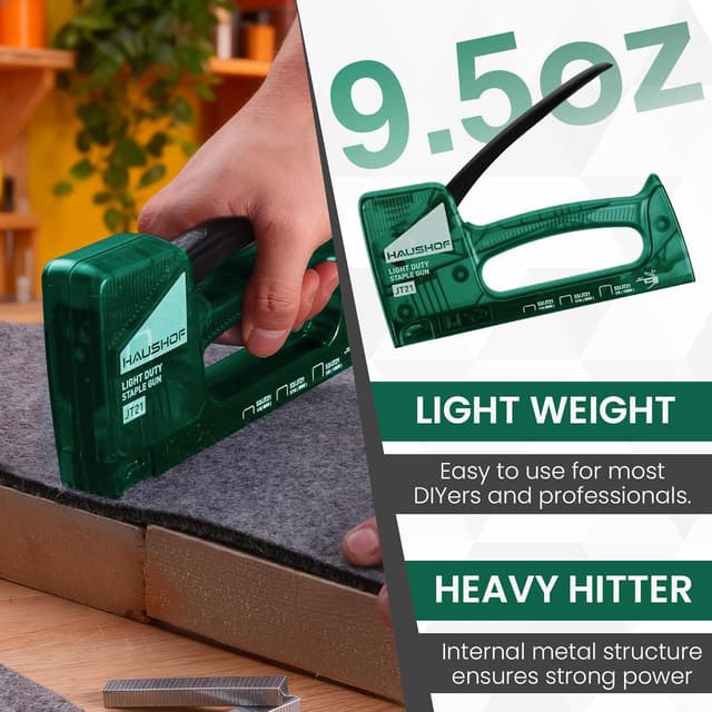 Detalle de HAUSHOF Handtacker / Tackerpistole für Klammern Typ 53 (JT21), 18 cm, mit 800 Klammern und Klammerentferner