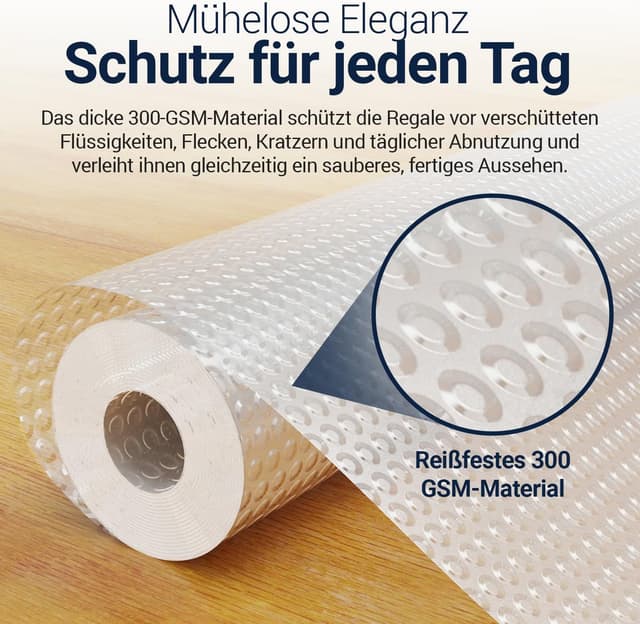 Detalle de Linda's Essentials Schubladenmatte (60 x 500 cm) – antirutsch & abwaschbare Schrankfolie zum Zuschneiden