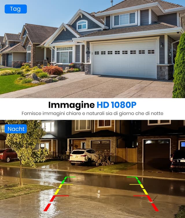 Detalle de AUTO-VOX Telecamera di retromarcia wireless con pannello solare, monitor 1080p e 2 telecamere