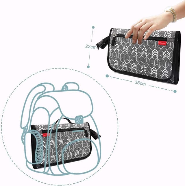 Thumbnail 2 de Lekebaby Portable Nappy Changing Mat with wipe pocket, grey