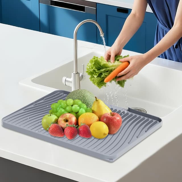 Thumbnail 6 de COPLIB Silicone Dish Drying Mat for Kitchen Counter (15.8" x 13") in Grey