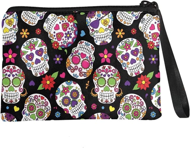 Detalle de Chaqlin women’s coin purse flannel mini wallet pouch (grey wolf print) with wrist strap