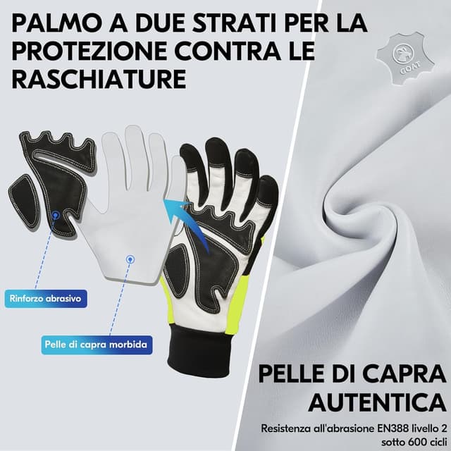 Detalle de Guanti motosega antitaglio a 12 strati Vgo... GA9767 (Talgia 10/XL, verde) con touchscreen