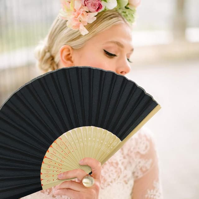 Thumbnail 6 de FANSOF.FANS Silk hand fan pack 10, black 🪶