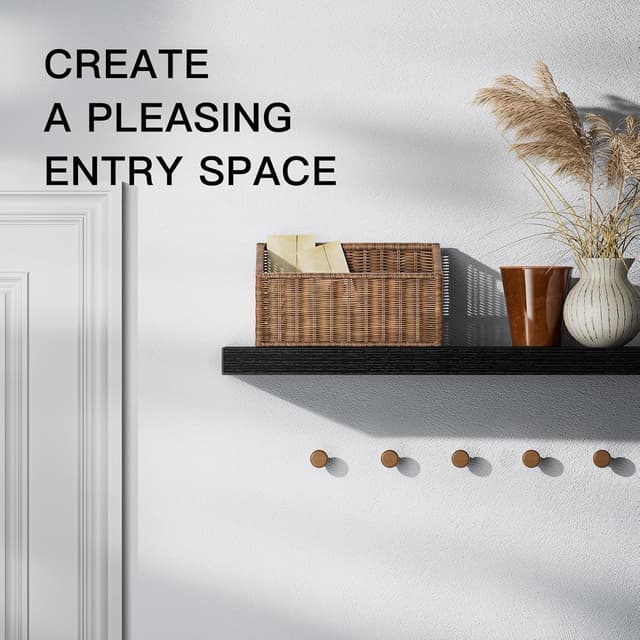 Detalle 2 de STOREMIC Floating Shelves Black 60cm (Set of 2) – Easy to install wall shelves for bedroom, bathroom, office and living room