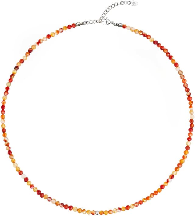 Thumbnail 3 de BERGERLIN Naturstein Perlen Halskette mit Karneol, 925 Sterling Silberperle oder vergoldeter Perle – geprüft in Deutschland