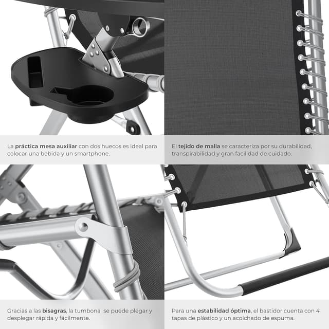 Thumbnail 6 de tectake Silla Tumbona Plegable para Playa 1 unidad