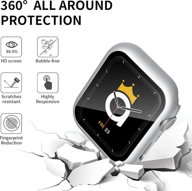 Detalle de Adepoy 2-Pack Waterproof Screen Protector & Hard Case for Apple Watch Series 8/7 (41mm)