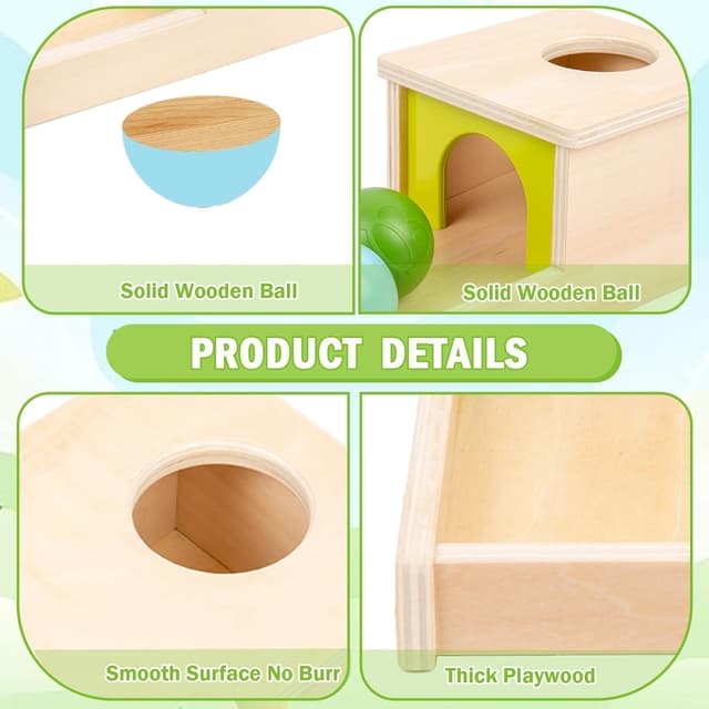 Detalle 2 de Adena Montessori Object Permanence Box with 3 Balls