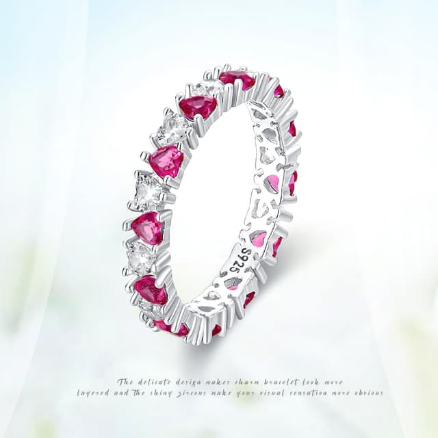 Detalle de KUNSIR 925 Sterling Silber Liebesknoten-Ring mit Zirkonia (Größe R1) für Damen