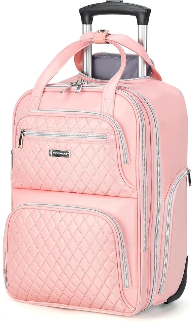 Detalle de Ponhog sac à dos à roulettes pour femme avec compartiment ordinateur 15,6" et 30 L (rose)