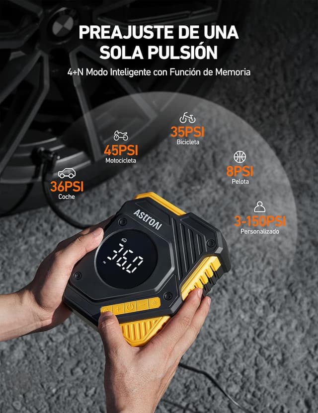 Detalle 1 de AstroAI Inflador Ruedas Coche Digital 150 PSI
