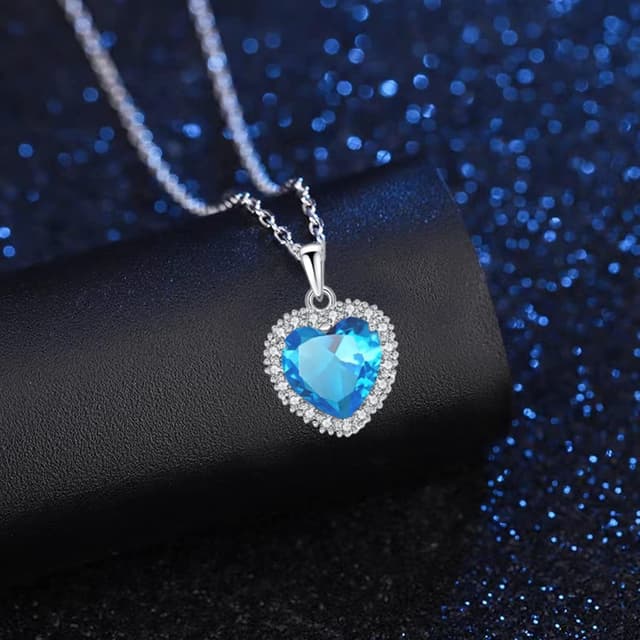 Thumbnail 2 de VONSSY Classic Heart Pendant Gemstone Necklace 18K