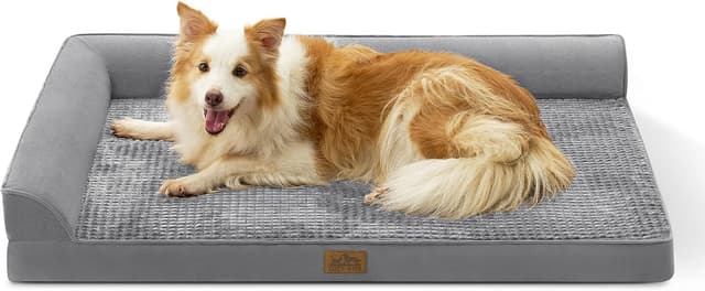Detalle de COZY KISS orthopädisches Hundebett XL – stützende Schaumstoffpolsterung mit wasserdichtem Bezug, grau