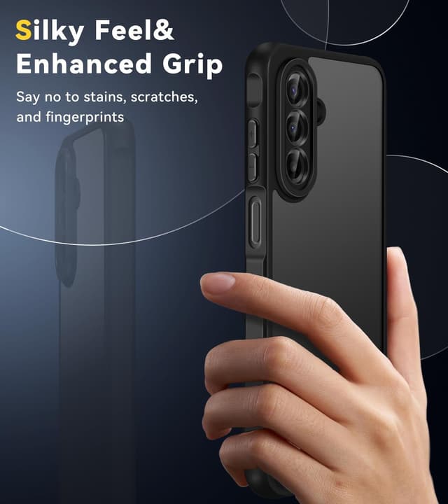 Detalle de iVoler Hülle für Samsung Galaxy A17 4G / 5G mit Panzer-Schutzglas (2er-Set) – stoßfest & kratzfest, matt, schwarz