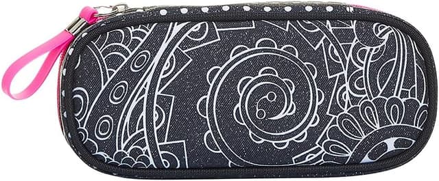 Detalle de Seven Portapenne Scuola Round Plus Yantry Girl Nero: bustina ovale con taschino ed elastici