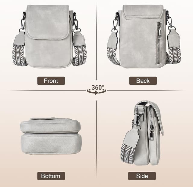 Detalle 2 de Eclove Umhängetasche Damen mit 4 Fächern, RFID-Blockierung & Handyfach – Crossbody Bag aus veganem Leder