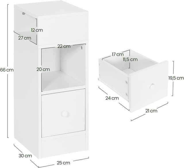 Thumbnail 2 de EUGAD 0179ZZ Mesita de Noche Blanca 2 compartimentos, 1 cajón