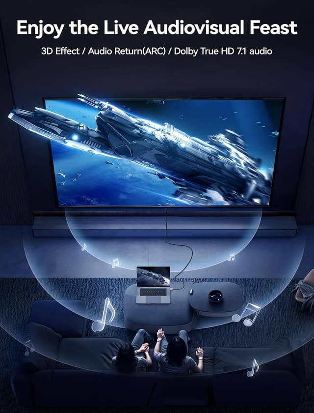 Detalle de JSAUX 4K HDMI Cable 3M (Ultra High Speed 18Gbps, HDMI 2.0) – HDR, HDCP 2.2, ARC & Ethernet, Grey