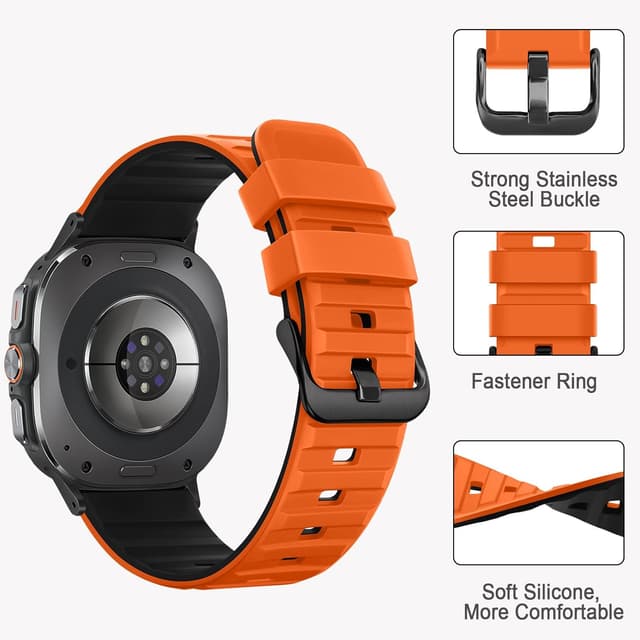 Detalle 2 de Tasikar No Gap Bands soft silicone sport strap for Samsung Galaxy Watch Ultra 47mm (2024/2025)