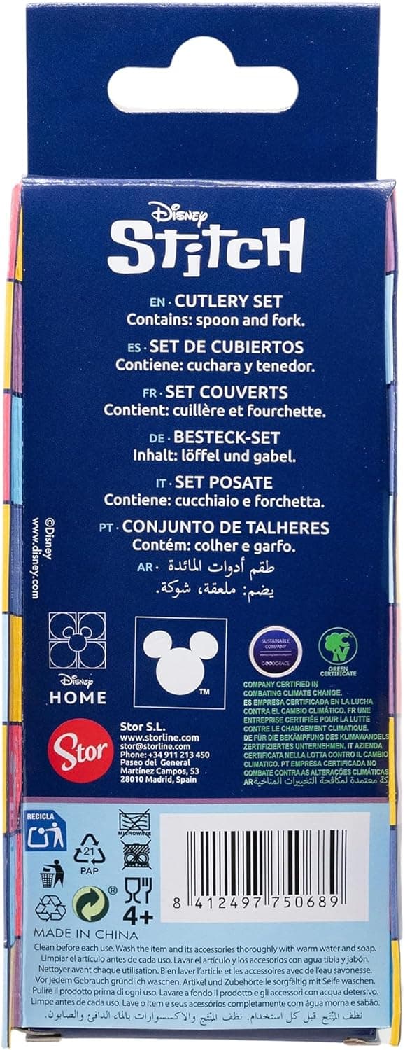 Detalle 1 de Stor Set mit 2 metallischen Bestecken (Schale und Gabel) STITCH DRAWING