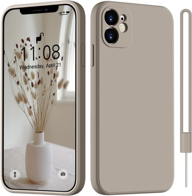 Detalle de HGH iPhone-11-Hülle aus Silikon mit Lanyard – dünner Rundumschutz in Titan Grau