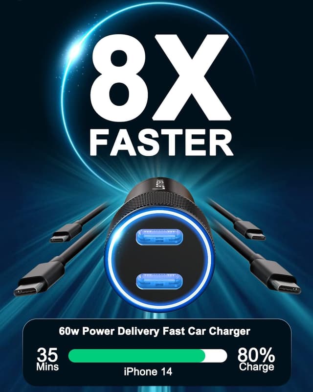 Detalle de Caricatore Auto 60W 2 Porte USB-C