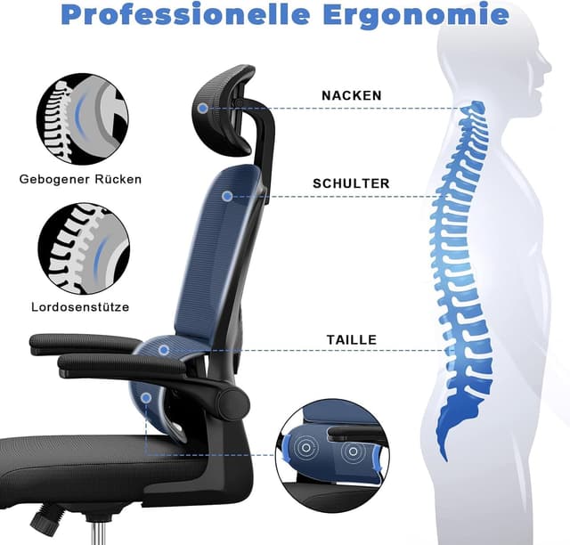 Detalle 2 de naspaluro Ergonomischer Bürostuhl, Lordosenstütze