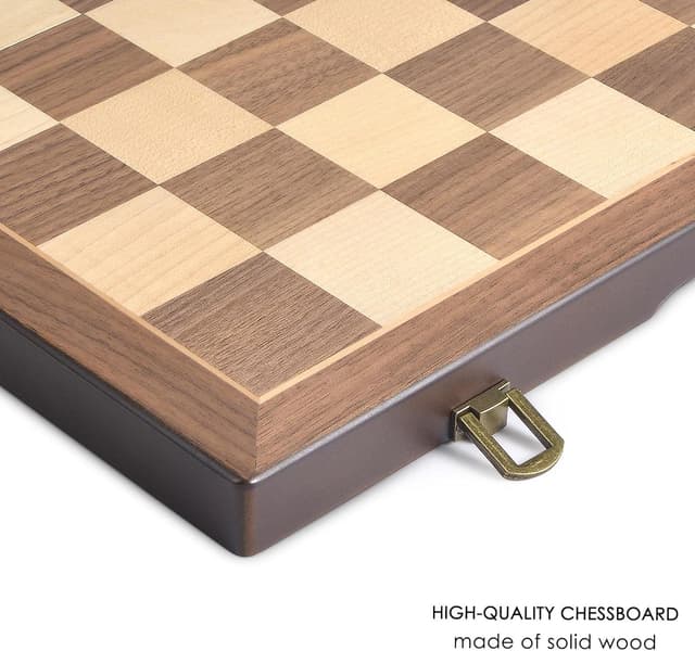 Detalle de AMEROUS Magnetic Wooden Chess Set 15" ♟