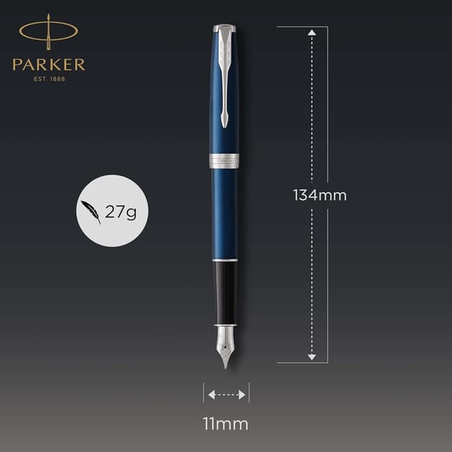 Detalle de Parker Sonnet penna stilografica blu con finiture in palladio e pennino medio