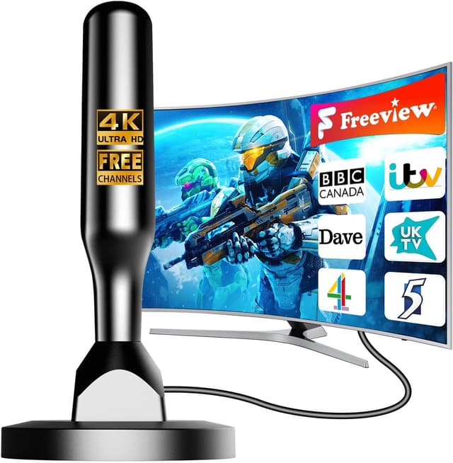 Detalle de Indoor TV Aerial for Freeview (Long Range 360°) with Magnetic Base and 5m Coax Cable