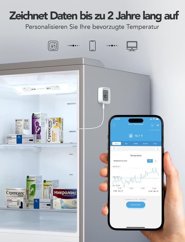 Detalle 2 de GoveeLife WLAN Kühlschrankthermometer mit Alarm