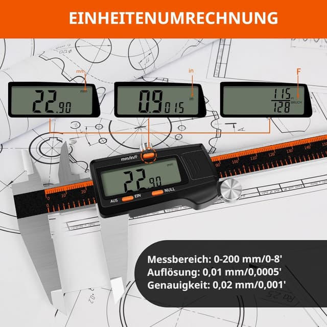 Detalle 2 de HARDELL calibrador digital 0-8 pulgadas