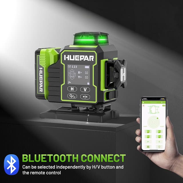 Detalle 2 de Huepar W04CG 4D 4x360° Green Laser Level with Receiver (up to 400 ft)